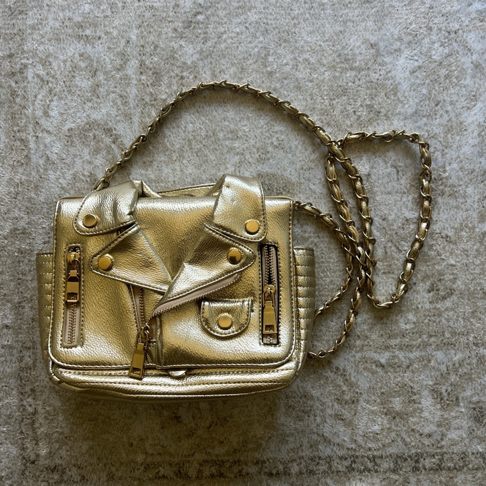 Gold faux leather crossbody bag